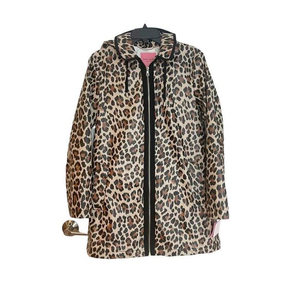 Kate Spade New York Leopard Matte Aline Raincoat Long Sleeve Brown Women's SZ S - Picture 7 of 12